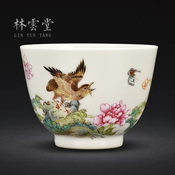 Lin Yuntang master cup enkelt kop kung fu te kopper jingdezhen høj kvalitet pulver emalje cup prøve kop te