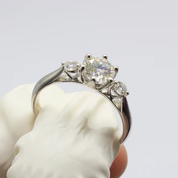 Luksus 14K White Gold Moissanite Ring 1ct D farve Romantisk stil Bryllupsdag Ring Moissanite smykker