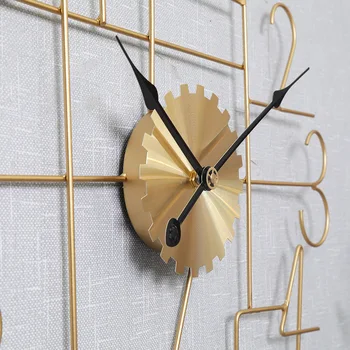 Luksus Guld vægur Mute Mode Metal Nordic Large Wall Clock Moderne Design Stue Minimalistisk Wanduhr Badeværelse AG50ZB