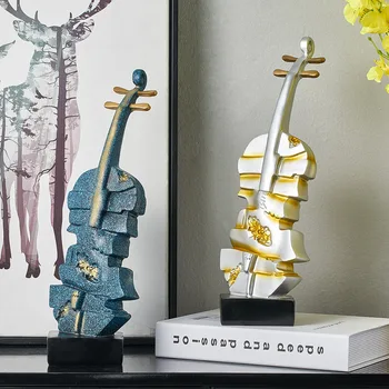 Luksus Hjem Violin Skulptur Harpiks Smykker Stue Hjem Skulptur Dekoration Kontor Dekoration Ornamenter Kæreste Gaver