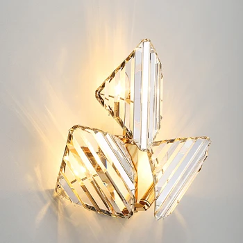 Luksus Lys, Moderne Stue Crystal Rhombus Væglampe Enkel Atmosfære Kreative Personlighed Soveværelse Sengen Midtergangen Backgroun