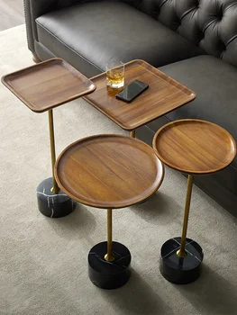 Lys luksus massivt træ lille sidebord høj smal vinkel bord, sofa, sofabord, massiv valnød, coffee table mini mobile sengebord