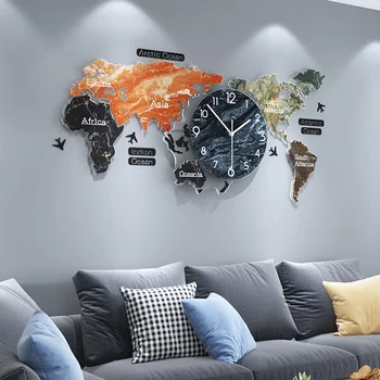 MEISD Punch-gratis DIY Spejl Mærkat Stort verdenskort Wall Ur Quartz Tavs Se Overdimensionerede Selvklæbende Horloge Gratis Fragt