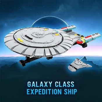 MOC Treks 2360s Galaxy-klassen Explorer Rumskib Rumfartøjer at bygge Blok Luftskib Byggeri Mursten High-tech Legetøj til Drenge