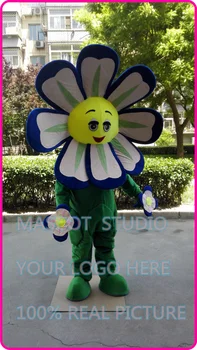 Mascot blå blomst solsikke maskot kostume brugerdefinerede fancy kostume, anime cosplay kits mascotte tegnefilm tema fancy kjole