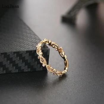 Massivt 14K Gul Guld 0.1 CT Naturlige Diamant Engagement Antikke Smykker Band Ring