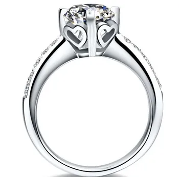 Massivt 14K White Gold AU585 1CT Runde Moissanite Diamant Engagement Ring, Test Naturligt med Certifikat Box Omfatter Strålende