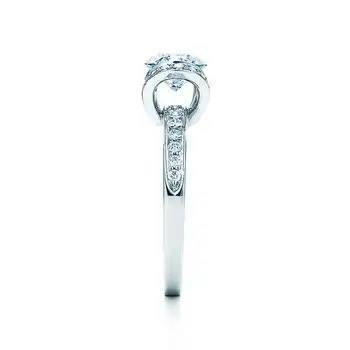 Massivt 14k White Gold Classic Smykker 1CT Runde Cut Aldrig Fade Kvalitet Diamant Kulstof Ring for Kvinder Bryllup