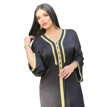 Mellemøsten Kvinders Kjole Satin Ribbon Lace Dubai Temperament Slankende kjole Kjole