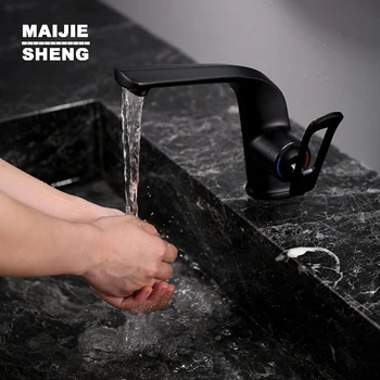 Messing Håndvask Hane Enkelt Håndtag Enkelt Hul Elegante Kran Til Badeværelse Basin Vandhaner Moderne Badeværelse Blandingsbatteri