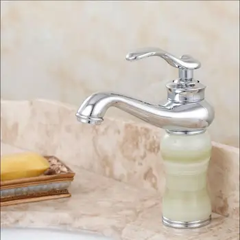 Messing og naturlige jade håndvask armatur badeværelse vandhane til varmt og koldt krom/guld finish vask vandhane,vask vandhane mixer