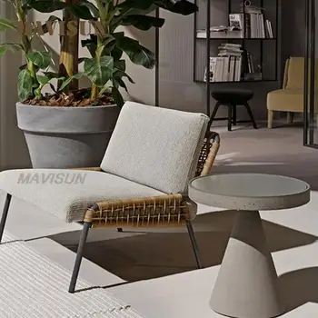 Minimalistisk Lille Lejlighed, Møbler, Rattan Sofa Terrasse Designer, Kreativ Fritid Sofa Enkelt Sofabord Haven Session Chair