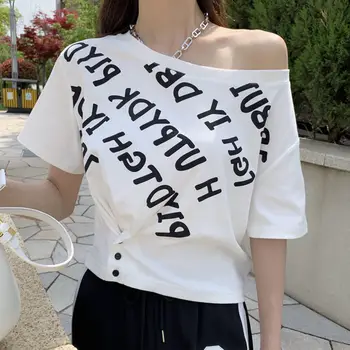 Mode Bomuld T-Shirt Kvinder Sommeren 2021 Kort Ærme Plus Size Damer Casual T-Shirts Tee Harajuku Koreanske Ropa Mujer Streetwear