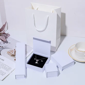 Mode Emballage Indehaveren Smykker Vise 24Pcs Hvide Papir Container Jul Ring, Halskæde, Broche Pakke Gaver Kasser