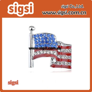 Mode Krystal Rhinestone Krystal Amerikanske Flag amerikas forenede stater Pin-Broche