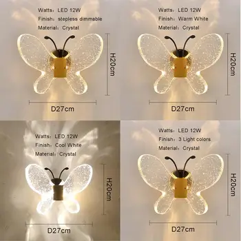 Moderne LED krystal væglampe luksus butterfly væg sconce indretning i soveværelset, stuen, for boligindretning unik belysning fastholdelsesanordningen