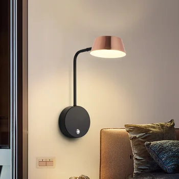 Moderne LED-væglampe Med afbryder Rose gold væglamper stue indendørs belysning Sengen Til Soveværelse væg sconce