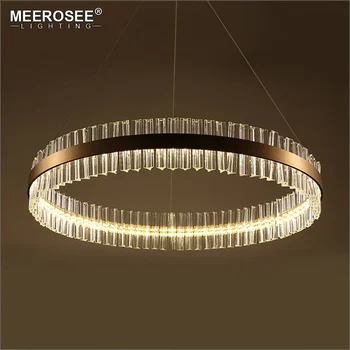 Moderne Led Pendel Krystal Hængende Lampe Til Stuen Kreative Guld Luminaria Cirkel Lamparas Glansmetalpræparater Belysning I Hjemmet