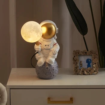 Moderne astronaut harpiks kunst for lampe undersøgelse dekoration kreativitet stue loftet dekoration harpiks lampe astronaut LED bordlampe
