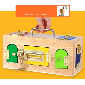 Montessori Træ-Lås Box Puzzle Uddannelse Brætspil Børnehave Toy