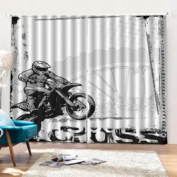 Motorcykel Indretning Motocross Racer Billede på Grungy til stuen mørklægningsgardiner
