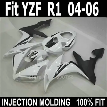 Motorcykel fairing kit til Yamaha YZF R1 2004 2005 2006 hvid sort body work dele stødfangere kit YZFR1 04 05 06 NV01