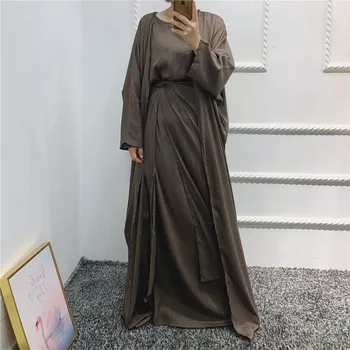 Muslimske Kvinder, Hijab Abaya Sæt 3stk/4stk Kjole+Cardigan+Wrap Nederdele+Hijab arabisk Tøj, Islamisk tyrkisk Mellemøsten Solid Kaftan