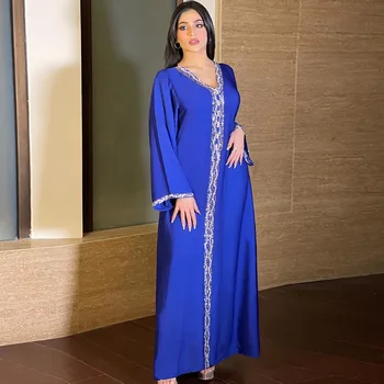 Muslimske Tyrkiet Dubai Kappe Kjole Nye Arabiske Abaya Mode Hot Rhinestone Kvinders Marokkanske Kaftan Nederdel Islamisk Tøj Kappe Kjole
