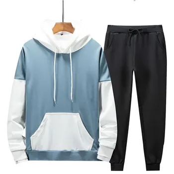 Mænd Tøj 2021 Mænds Farve Matchende Ny Hætteklædte Street Fashion Sweatshirt Passer til Hip Hop Løs Tendens Mænd Sæt