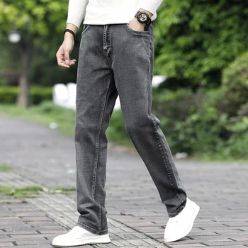 Mænd, der Løs Nye baggy jeans Bomuld Denim Jeans Stor Størrelse 30-44 Stretch Denim Jeans Straight Mænd Brand af Høj Kvalitet fedme bukser