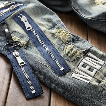 Mænds Jeans Nye Europæiske og Amerikanske Stil, Mode Hipster Mænds Jeans Enkel Personlighed Alsidig Badge Lynlås Casual Bukser