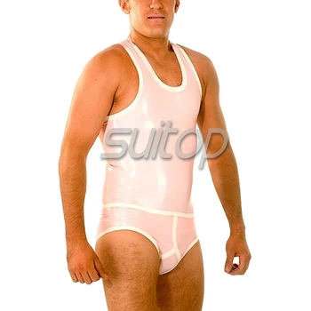 Mænds lyst sexet gummi kostume hadmade latex sæt