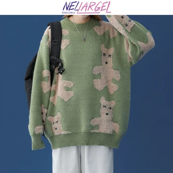 NELLARGEL Kvinder Tegnefilm Harajuku Bærer Pullovere 2021 Kvindelige koreanske Kawaii Vintage Trøjer Pige Preppy Stil Farverig Sweater
