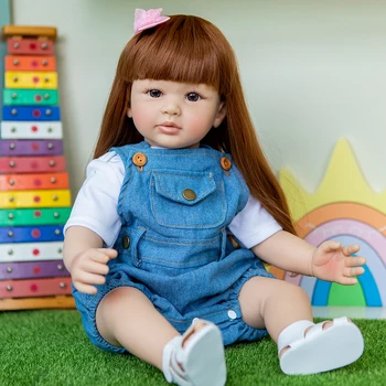 NPK 60cm Genfødt lille Barn Prinsesse Silikone Reborn Dukke Naturtro Baby Doll Girl Bebe Dukke Legetøj til Pige