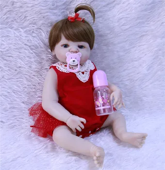 NPK boneca genfødt fuld silikone krop reborn baby pige dukke legetøj gave bebes genfødt menina de silikone menina 55 cm