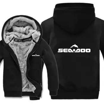 NYE Sea-Doo Seadoo Moto Hoodies for Herre Lynlås Fleece Frakke Tykkere Sea-Doo Sweatshirt Pullover