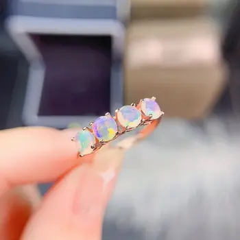 Naturlige Opal Ring Indgraveret Høj Brand Farve Luksus-Classic Kvinders Smykker S925 Sterling Sølv Forgyldt med 18k Guld Engagement