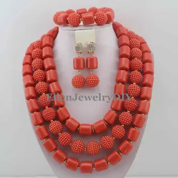 Nigerianske Statement Halskæde Bryllup Afrikanske Perler Smykke Sæt Koral Smykker Sæt Afrikanske Kostume Smykker Sæt Perler W12333