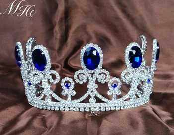 Noble Royal Blå Krystal Tiaras Diadem 3.5