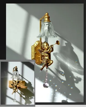 Nordic White Angel Krystal væglampe Sconce til foyeren abajur sengen lamparas bar korridor væglampe