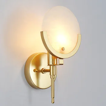 Nordisk Moderne LED-væglampe, Badeværelse Soveværelse Kobber Natrual Marmor væglamper Wandlamp Sconces Art Dekoration Luksus E14 Pære