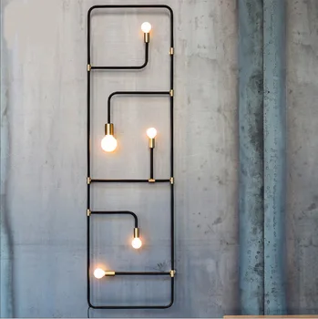 Nordisk loft enkel industriel stil sort jern rørets væg lampe til bar spisestue dekorative Væg Sconce lamparas de pared