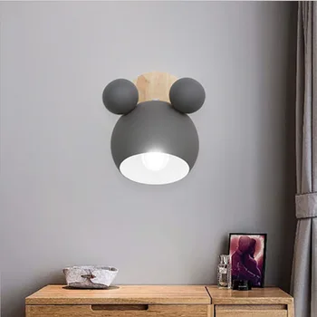 Nordisk soveværelse kaj lampe personlighed børn marca Lang Mu læselampe korridor væglampe dekoration mickey