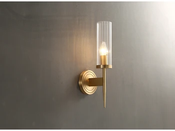 Nordisk væglampe minimalistisk personlighed kreative midtergangen korridor væg, lampe, seng, stue runde kobber LED væglampe