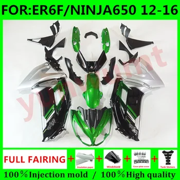 Ny ABS-Stødfangere kit Passer til Kawasaki ER6F Ninja 650 2012 2013 2016 650R 12 13 14 15 16 fairing Karrosseri grøn sort