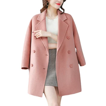Ny Efterår og Vinter Uldne frakke Kvinder koreansk Mode lange Uldne frakker Kvalitet med Lange ærmer Dobbelt breasted Casual Overfrakker F820
