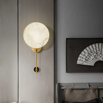 Ny Kinesisk stil væglampe Kinesisk stil stue, moderne minimalistisk, Nordisk kobber marmor soveværelse sengelampe