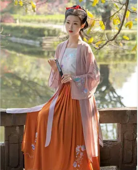 Ny Stil Hanfu Kvinder Kinesiske Traditionelle Broderede Hanfu Blå Jakke+Top+Bukser Fuld SetCosplay Kostume Sommer Kjole til Kvinder