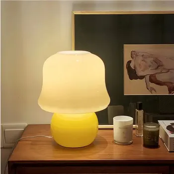 Ny Version Svampe Lampe Soveværelse Seng, Stue Dekoration Fransk Middelalder-Style Cream Håndlavede Glaserede Bordlampe