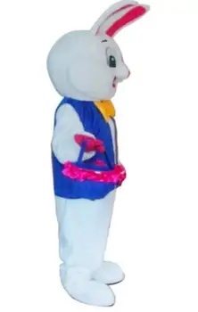 Ny Voksen Bedste Salg Blå Vest Påske Bunny Kanin Maskot Kostume Jul Fancy Kjole Halloween Maskot Kostume